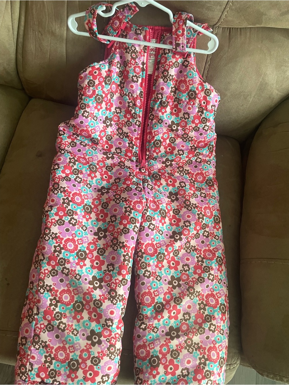 OshKosh B'gosh Pink Floral Snow Overalls